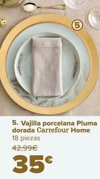 Carrefour Vajilla porcelana pluma dorada carrefour home oferta