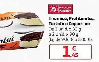 Alcampo Tiramisú profileroles tartufo o capuccino oferta