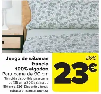 Carrefour Juego de sábanas franela 100% algodón oferta