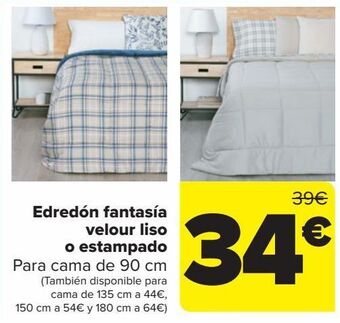 Carrefour Edredón fantasía velour liso o estampado oferta