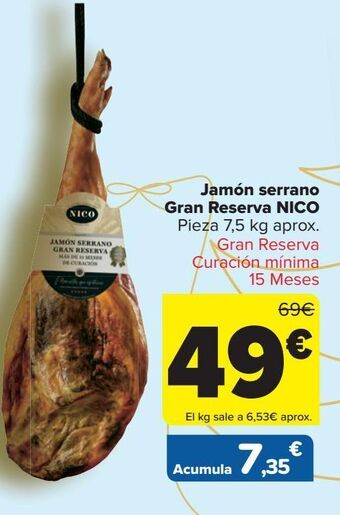 Carrefour Jamón serrano gran reserva nico oferta
