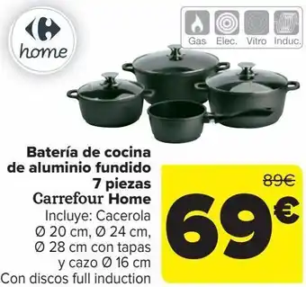Carrefour Batería de cocina de aluminio fundido 7 piezas carrefour home oferta