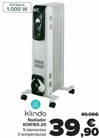 Carrefour Klindo radiador kor1e5-20 oferta