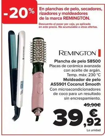 Carrefour Remington plancha de pelo s8500, moldeador de pelo as5901 coconut smooth oferta