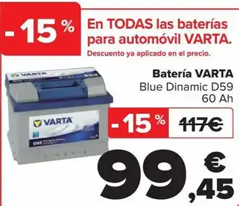 Carrefour Batería varta oferta