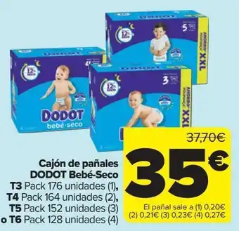 Carrefour Cajón de pañales dodot bebé-seco t3, t4, t5 o t6 oferta