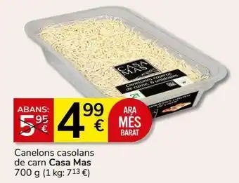 Consum Canelones de carne casa mas oferta
