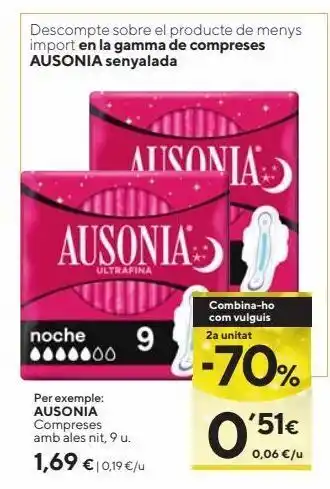 Caprabo Compresas de noche ausonia oferta