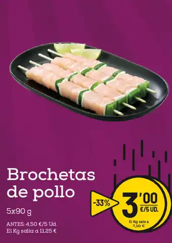 AhorraMas Brochetas de pollo 5x90g oferta