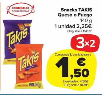 Carrefour Market Snacks takis queso y fuego oferta
