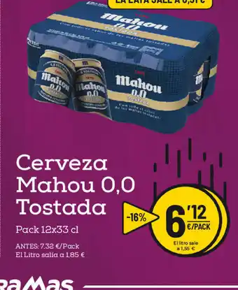 AhorraMas Mahou Cerveza 0,0 Tostada 12x33cl oferta