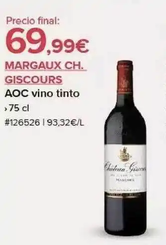 Costco Margaux ch. giscours aoc vino tinto oferta
