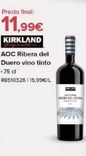 Costco Kirkland aoc ribera del duero vino tinto oferta