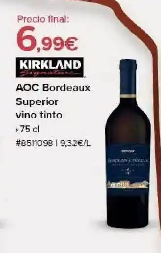 Costco Aoc bordeaux superior vino tinto kirkland oferta