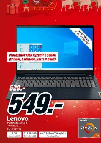 MediaMarkt Lenovo portátil ideapad 3 oferta