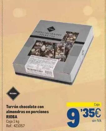 Makro Turrón chocolate con almendras en porciones rioba oferta
