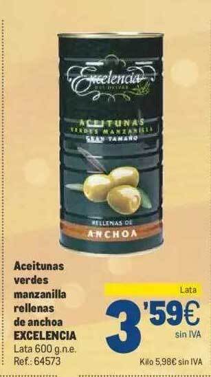 Makro Aceitunas verdes manzanilla rellenas de anchoa excelencia oferta