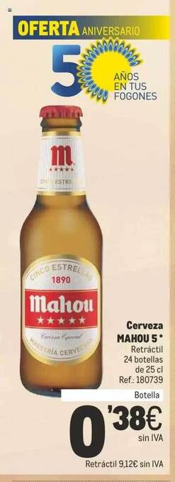 Makro Cerveza mahou 5* oferta