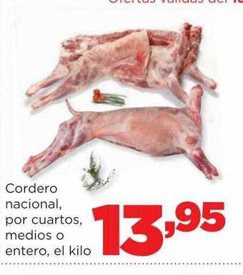Alimerka Cordero nacional, por cuartos, medios o entero, el kilo oferta