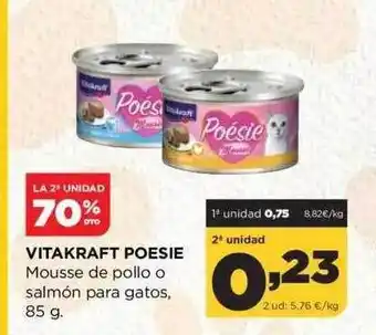 Alimerka La 2a unidad 70% dto vitakraft poesie mousse de pollo o salmón para gatos oferta
