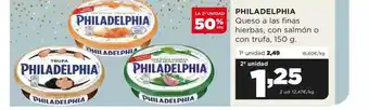 Alimerka La 2a unidad 50% dto philiadelphia queso a las finas hierbas, con salmón o con trufa oferta