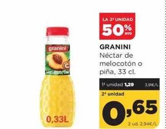Alimerka La 2a unidad 50% dto granini néctar de melocotón o piña oferta