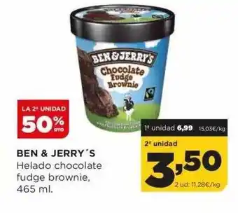 Alimerka La 2a unidad 50% dto ben & jerry's helado chocolate fudge brownie oferta