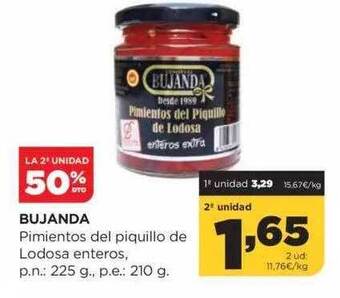 Alimerka La 2a unidad 50% dto bujanda pimientos del piquillo de lodosa enteros oferta