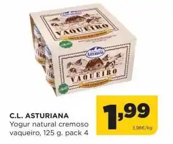 Alimerka C.l. asturiana yogur natural cremoso vaqueiro pack 4 oferta