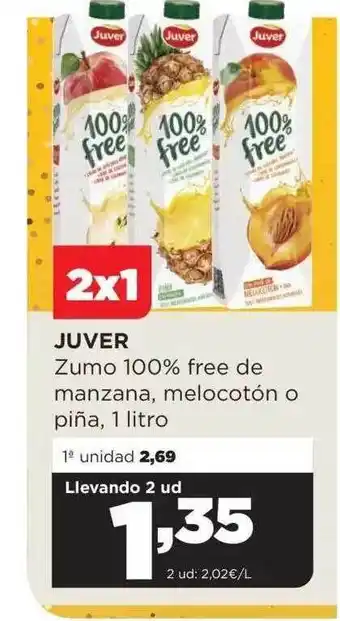 Alimerka Juver zumo 100% free de manzana melocotón en piña oferta