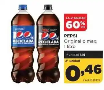 Alimerka La 2a unidad 60% dto pepsi original o max oferta