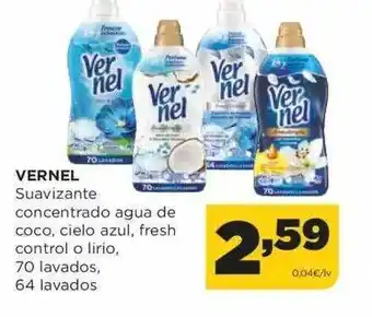 Alimerka Vernel suavizante concentrado agua de coco, cielo azul, fresh control o lirio, 70 lavados, 64 lavados oferta