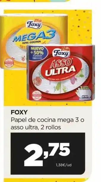 Alimerka Foxy papel de cocina mega 3 o asso ultra 2 rollos oferta