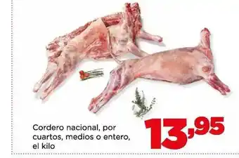 Alimerka Cordero nacional, por cuartos, medios o entero el kilo oferta