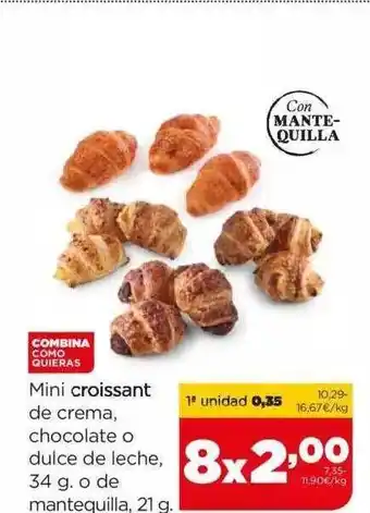 Alimerka Mini croissant de crema chocolate o dulce de leche o de mantequilla oferta