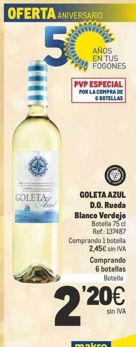 Makro Goleta azul d.o. rueda blanco verdejo oferta