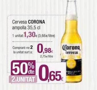 Condis 50% dte 2a unitat cervesa corona oferta