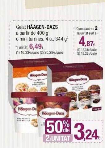 Condis 50% dte 2a unitat gelat häagen-dazs oferta
