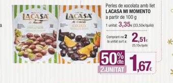 Condis 50% dte 2a unitat perles de xocolata amb llet lacasa mi momento oferta