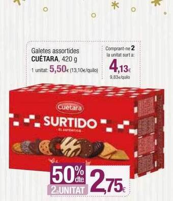Condis 50% dte 2a unitat galetes assortides cuétara oferta