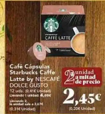 Gadis Café cápsulas starbucks caffe latte by nescafé dolce gusto oferta