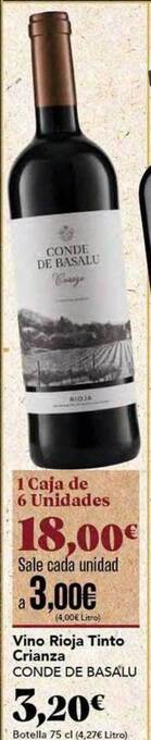 Gadis Vino rioja tinto crianza conde de basalu oferta