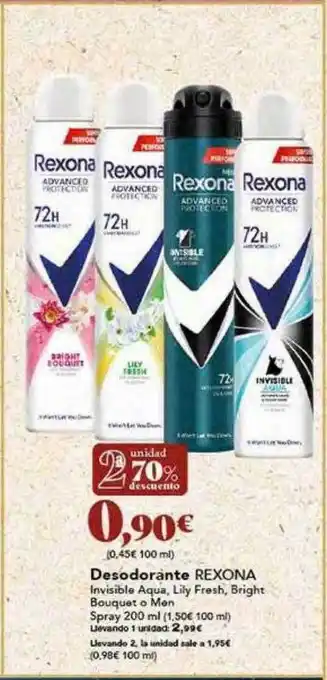 2a unidad 70% descuento desodorante rexona