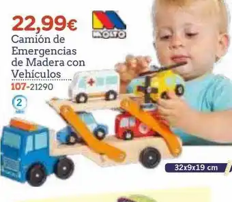 Super Juguete Molto camión de emergencias de madera con vehículos oferta