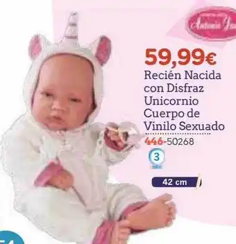 Recién nacida con disfraz unicornio cuerpo de vinilo sexuado