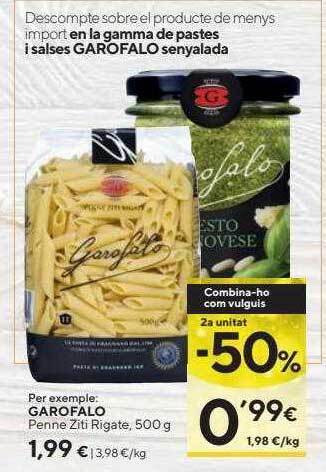 Caprabo 2a unitat -50% garofalo penne ziti rigate oferta