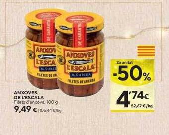 Caprabo 2a unitat -50% anxoves de l'escala filets d'anxova oferta