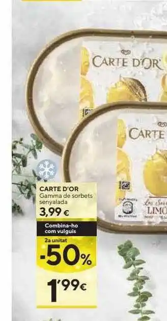 Caprabo Carte d'or gamma de sorbets senyalada oferta
