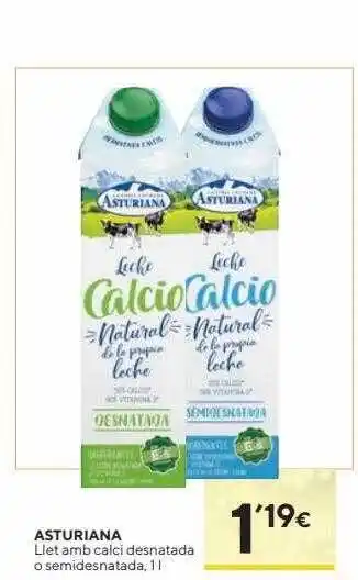 Caprabo Asturiana llet amb calci desnatada o semidesnatada oferta