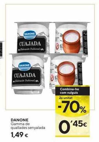 Caprabo 2a unitat -70% danone gamma de quallades senyalada oferta